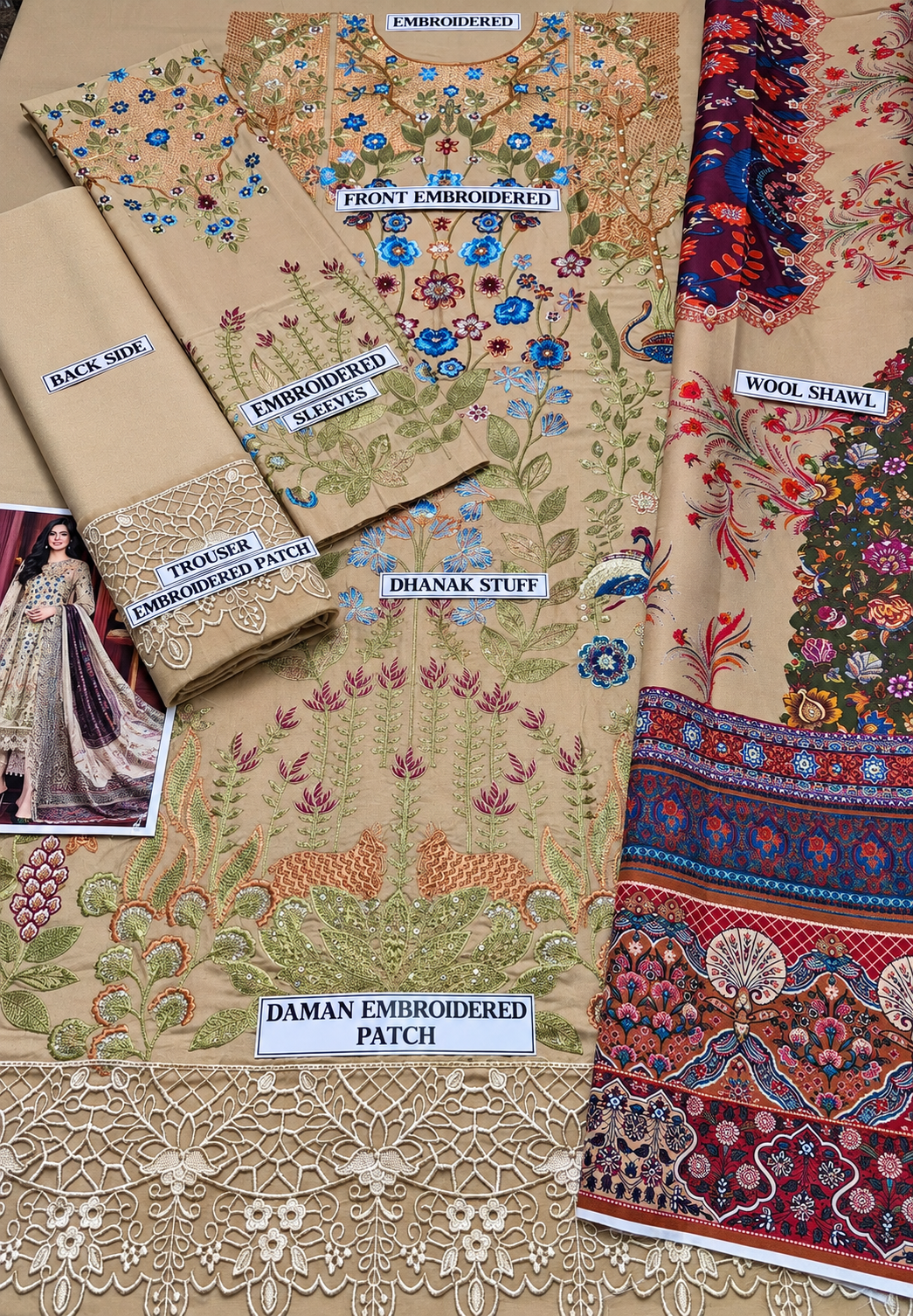 3 Piece Unstitched Embroidered Suit