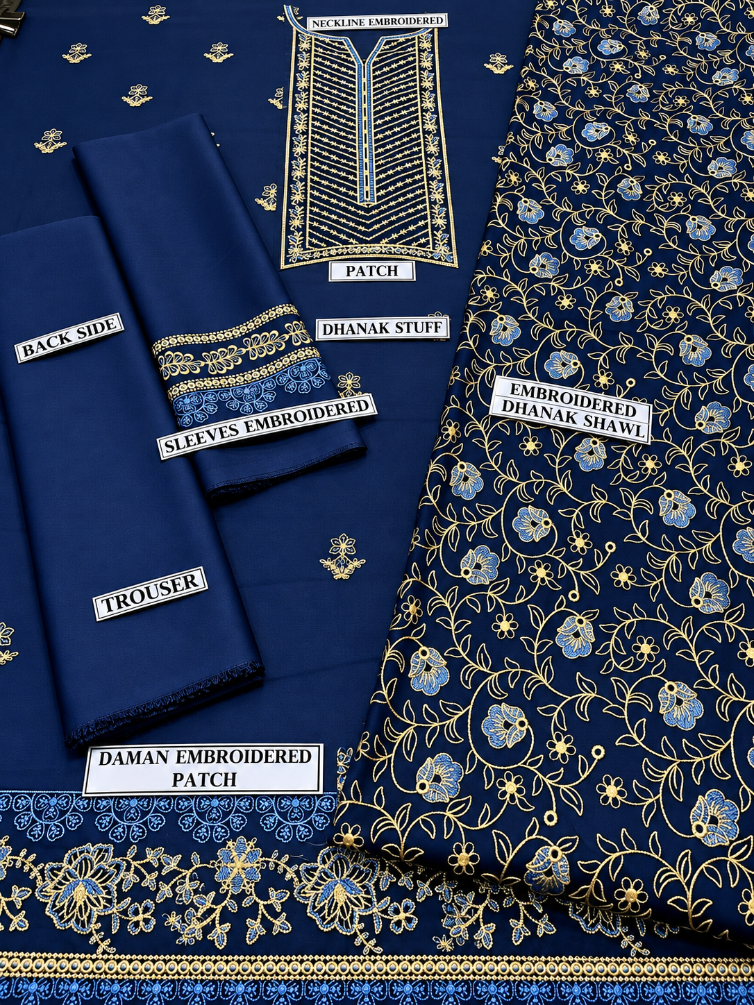3 Piece Unstitched Embroidered Suit