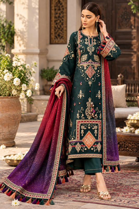 3 Piece Unstitched Embroidered Suit