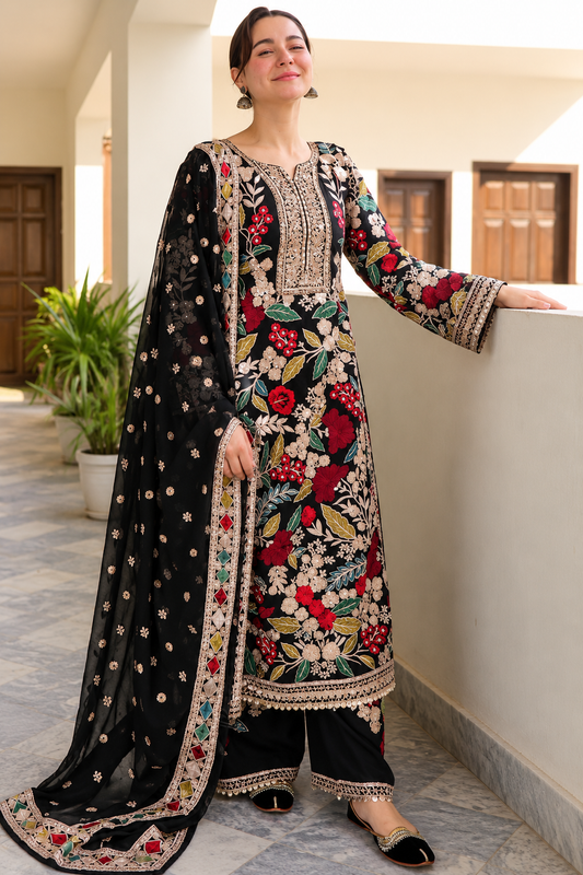 3 Piece Unstitched Embroidered Suit