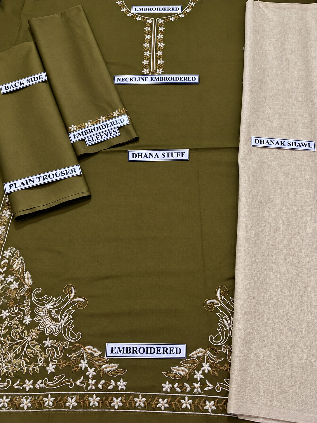 3 Piece Unstitched Embroidered Suit
