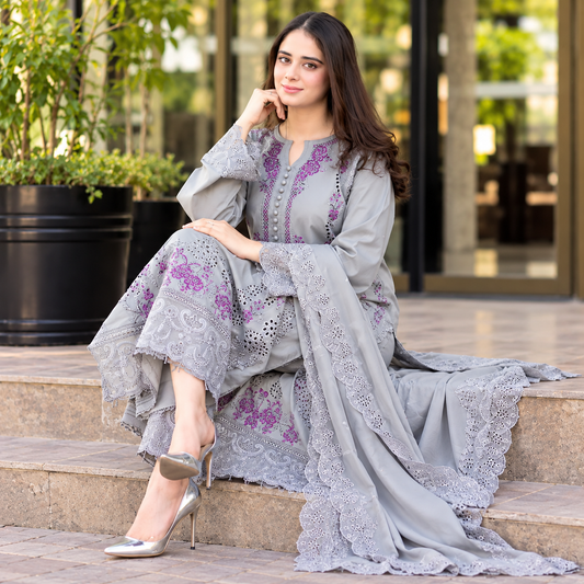 3 Piece Unstitched Embroidered Suit