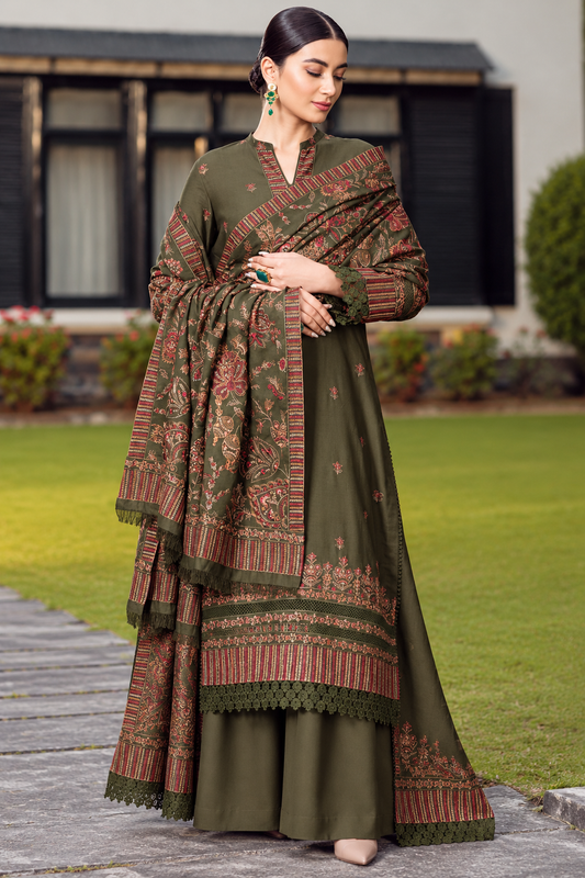 3 Piece Unstitched Embroidered Suit