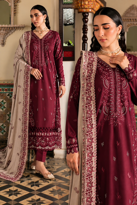 3 Piece Unstitched Embroidered Suit