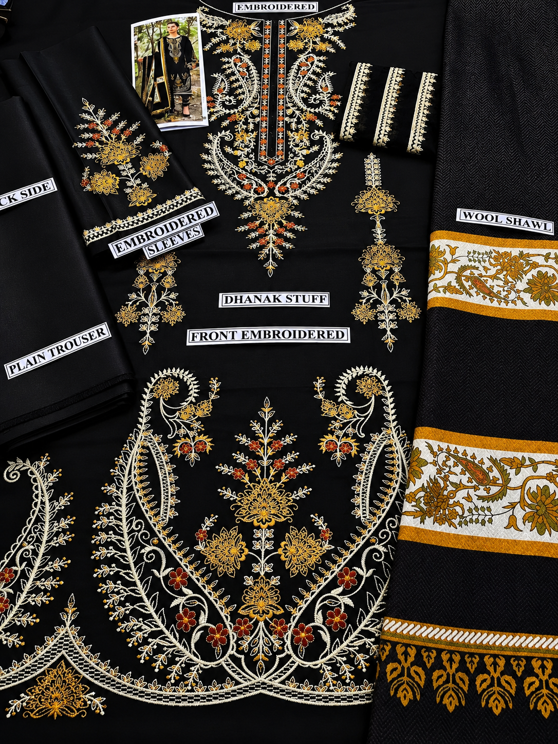 3 Piece Unstitched Embroidered Suit