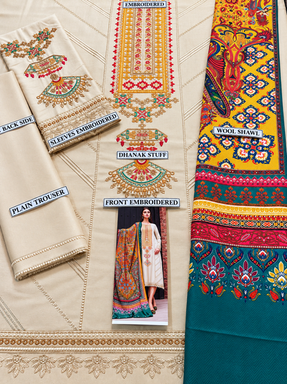 3 Piece Unstitched Embroidered Suit