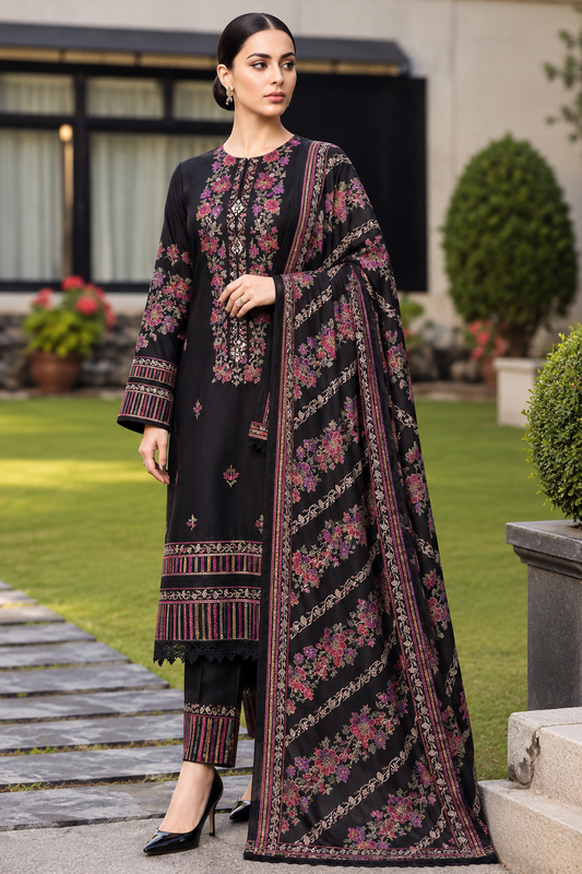 3 Piece Unstitched Embroidered Suit