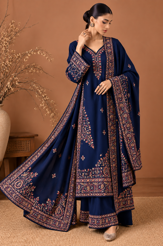 3 Piece Unstitched Embroidered Suit