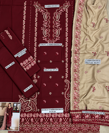 3 Piece Unstitched Embroidered Suit