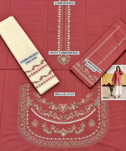 3 Piece Unstitched Embroidered Suit