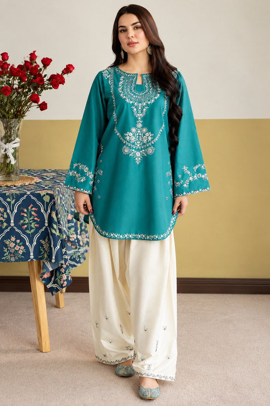2 Piece Unstitched Embroidered Suit