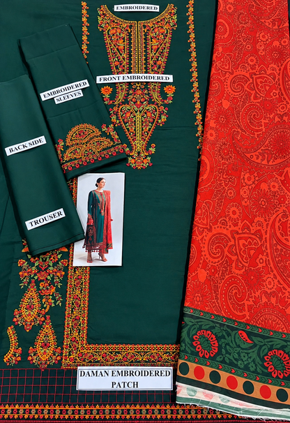 3 Piece Unstitched Embroidered Suit