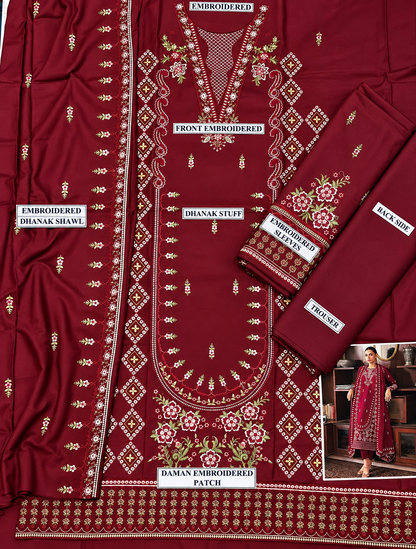 3 Piece Unstitched Embroidered Suit