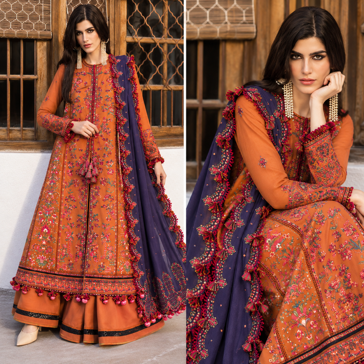 3 Piece Unstitched Embroidered Suit