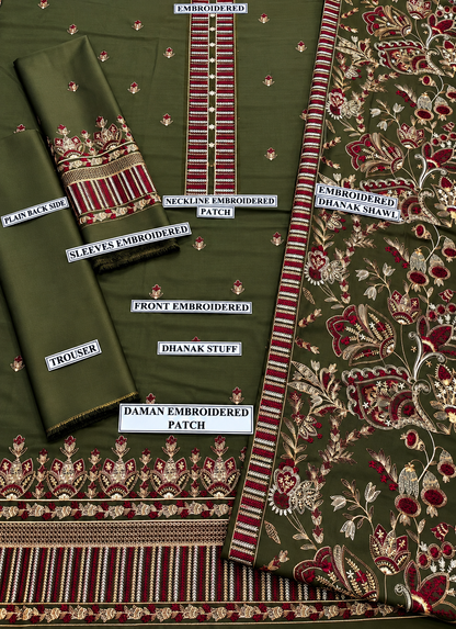 3 Piece Unstitched Embroidered Suit