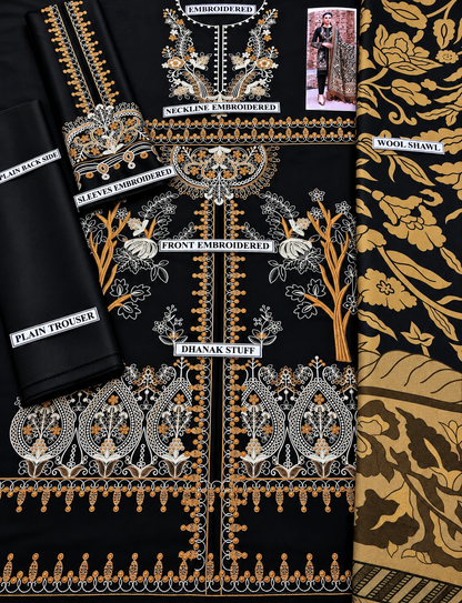3 Piece Unstitched Embroidered Suit