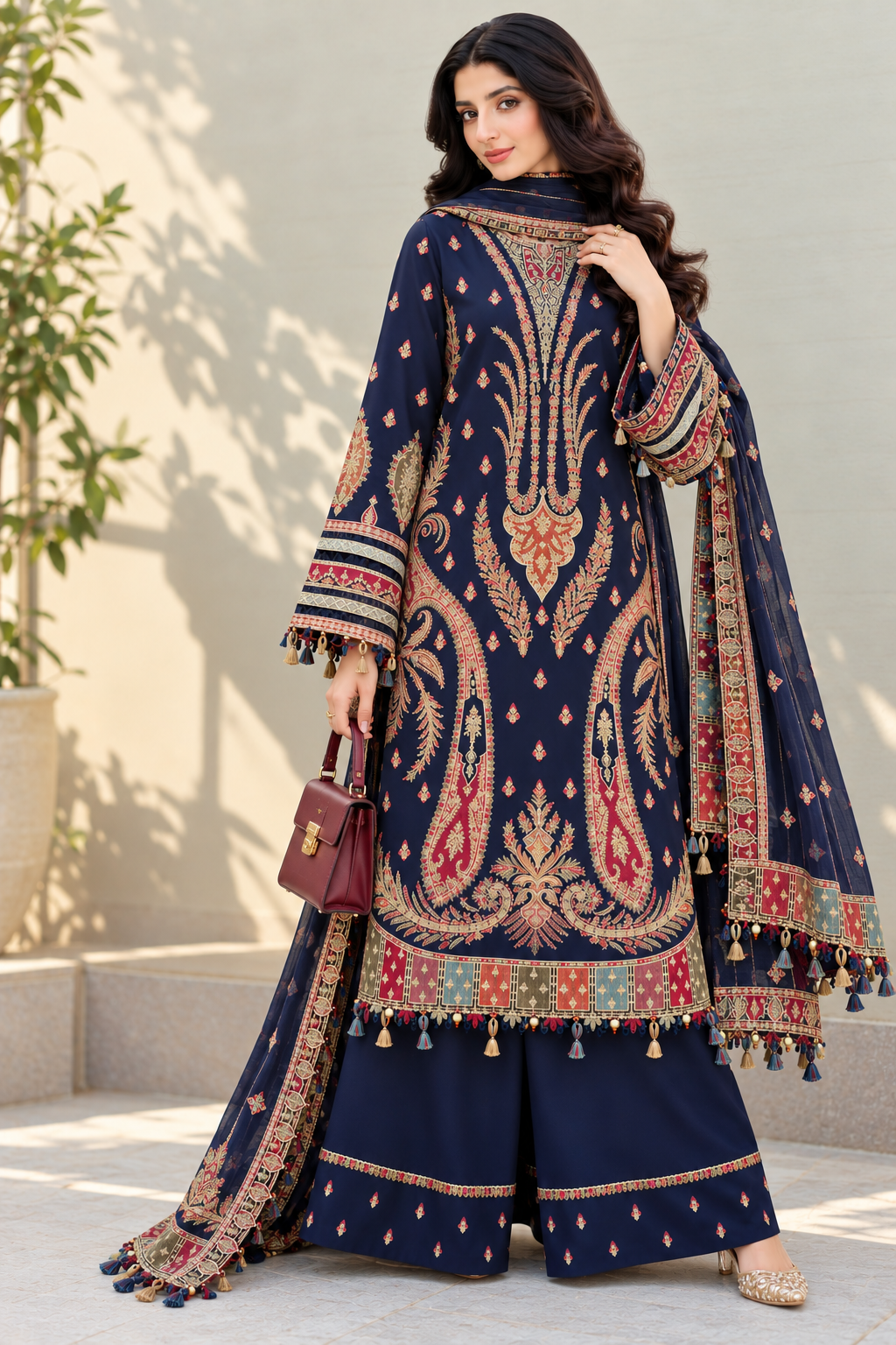 3 Piece Unstitched Embroidered Suit
