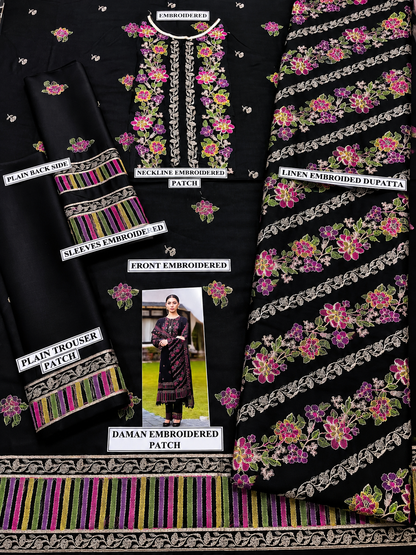 3 Piece Unstitched Embroidered Suit