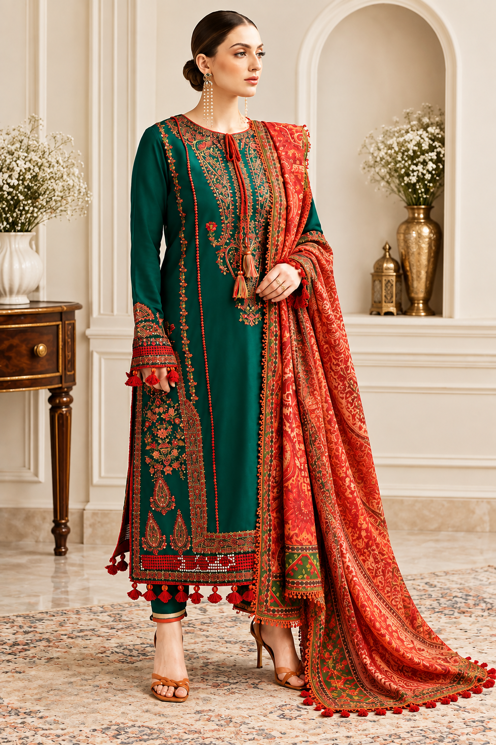 3 Piece Unstitched Embroidered Suit