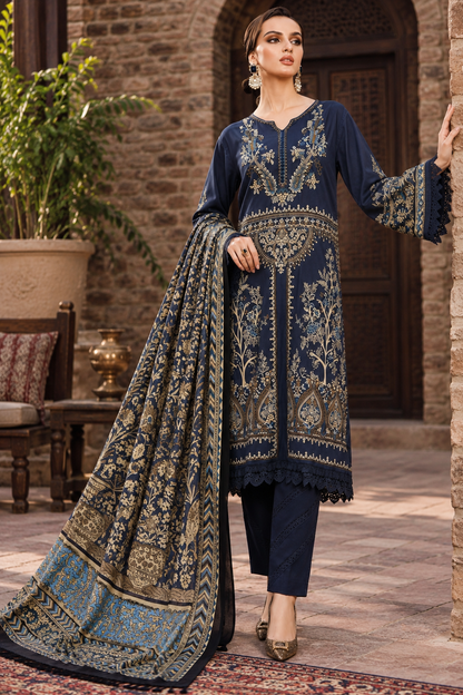 3 Piece Unstitched Embroidered Suit
