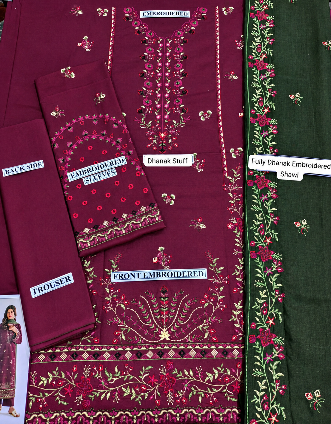 3 Piece Unstitched Embroidered Suit