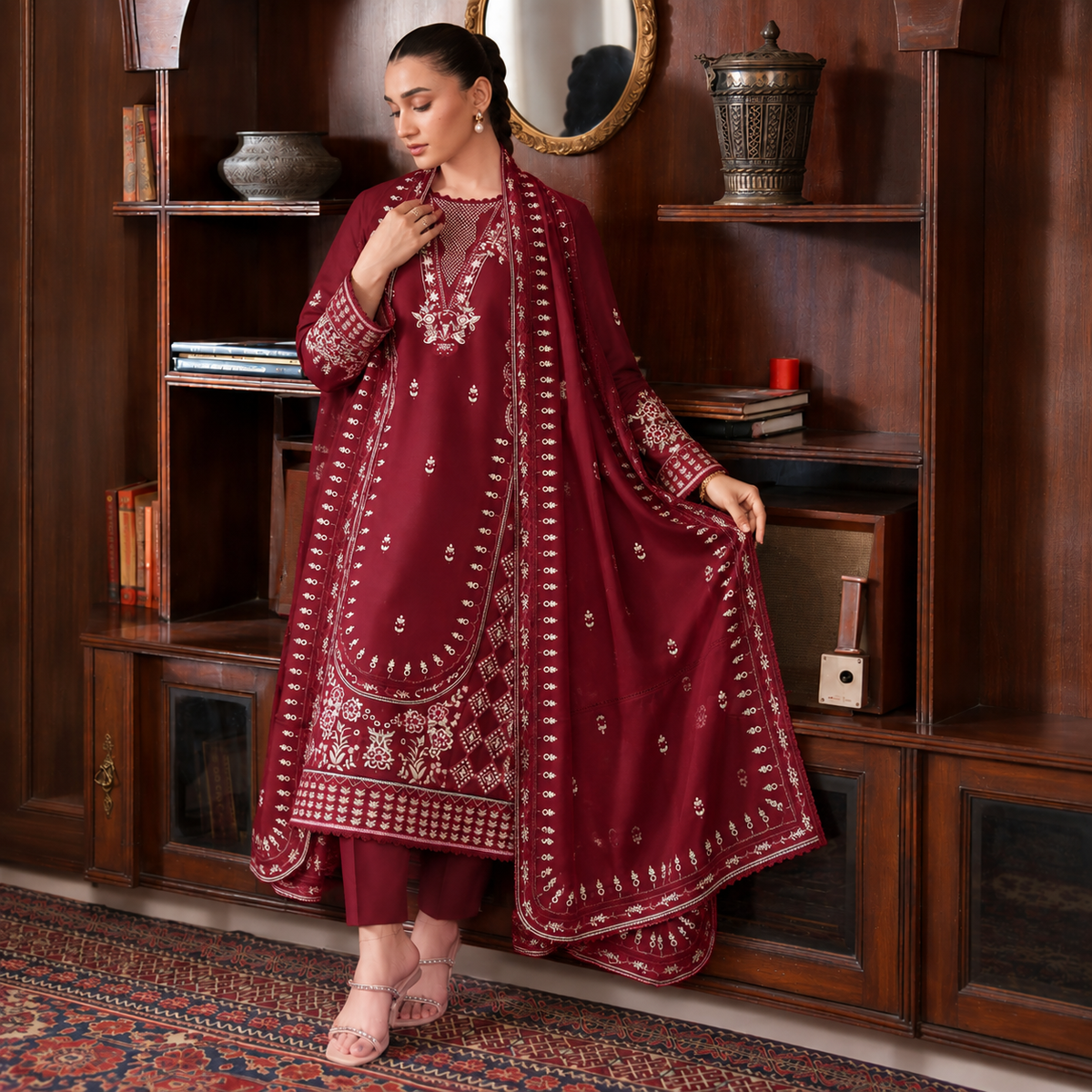 3 Piece Unstitched Embroidered Suit