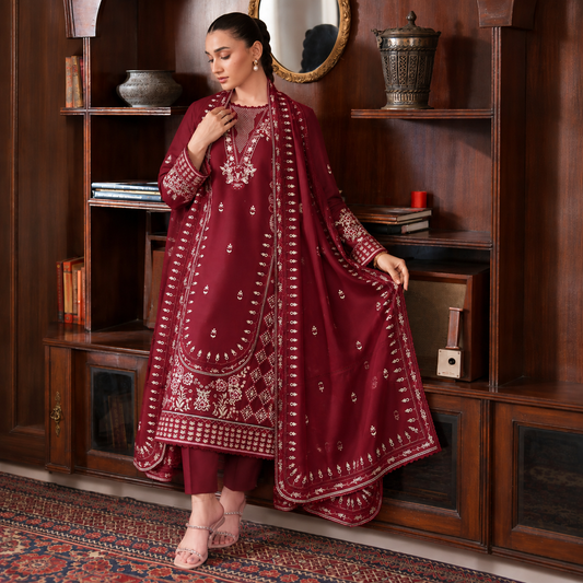 3 Piece Unstitched Embroidered Suit