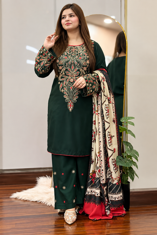 3 Piece Unstitched Embroidered Suit