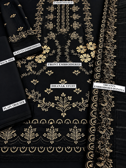 3 Piece Unstitched Embroidered Suit