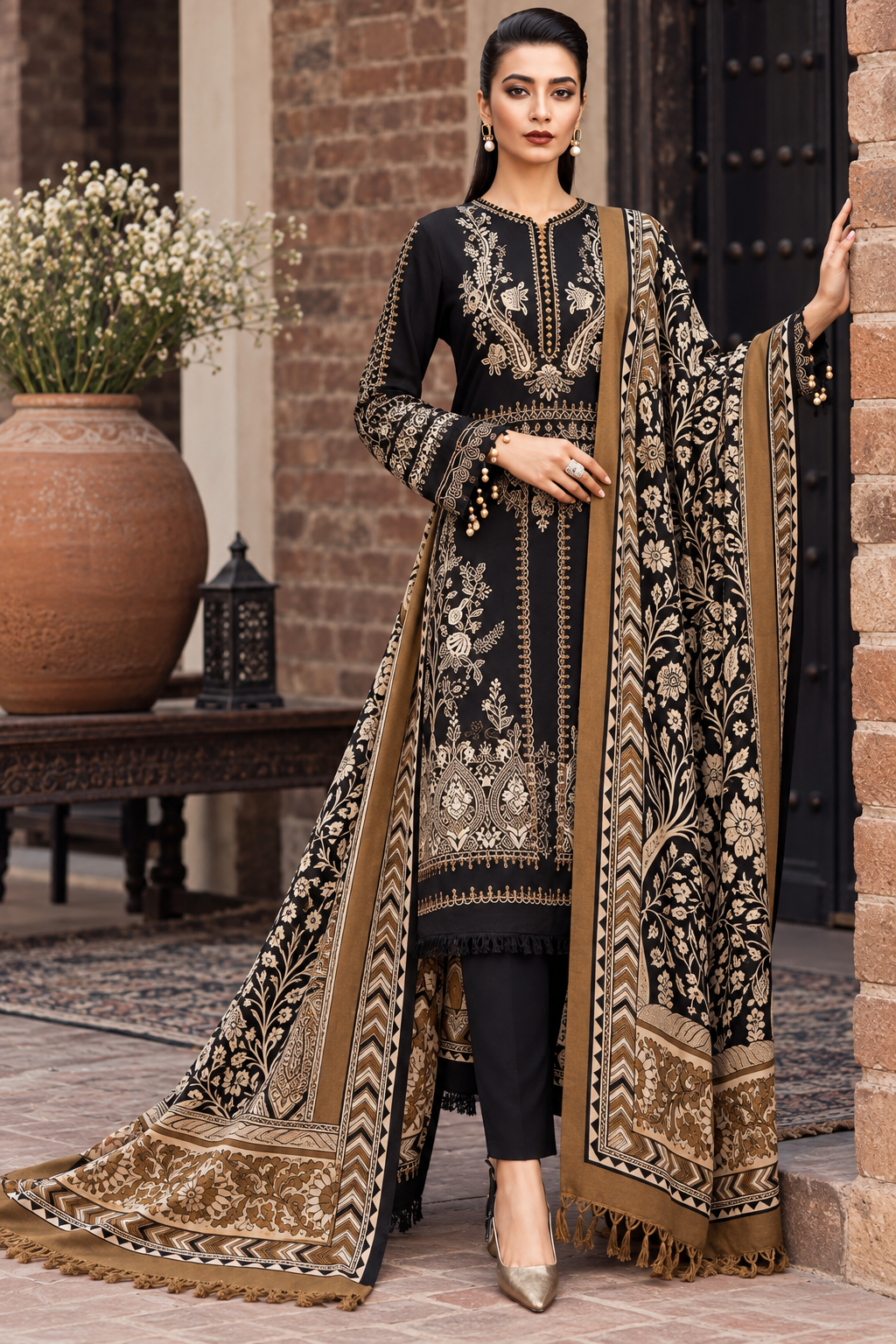 3 Piece Unstitched Embroidered Suit
