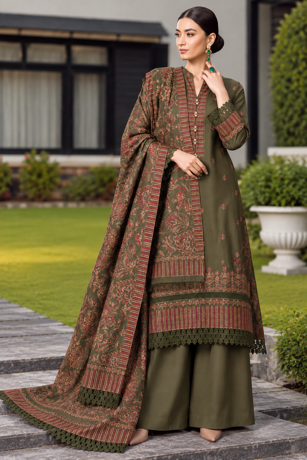 3 Piece Unstitched Embroidered Suit