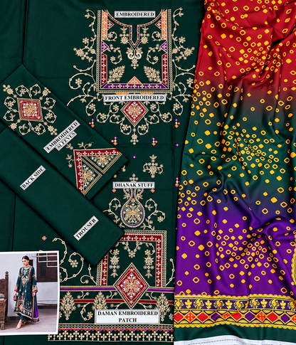 3 Piece Unstitched Embroidered Suit