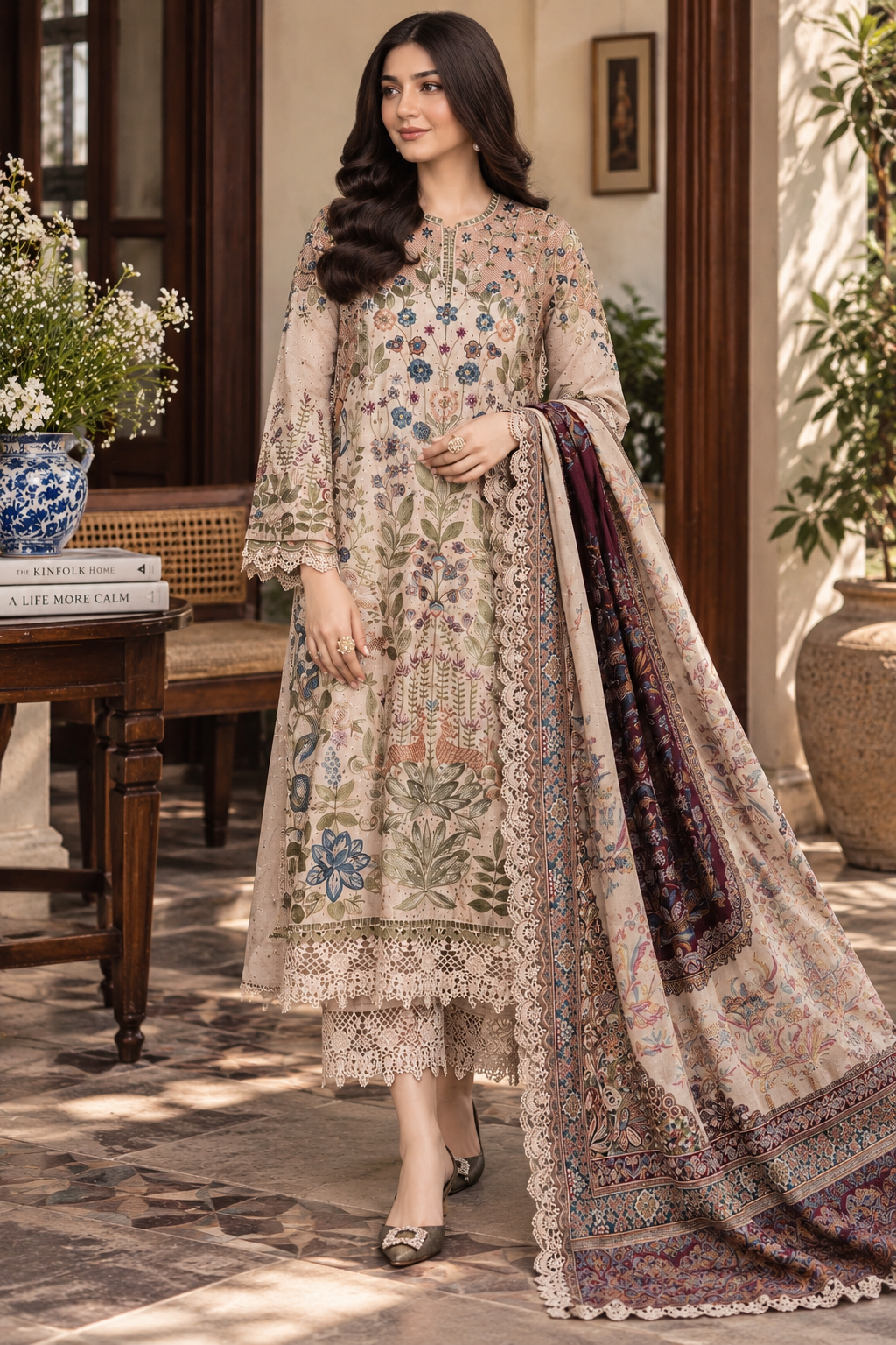 3 Piece Unstitched Embroidered Suit