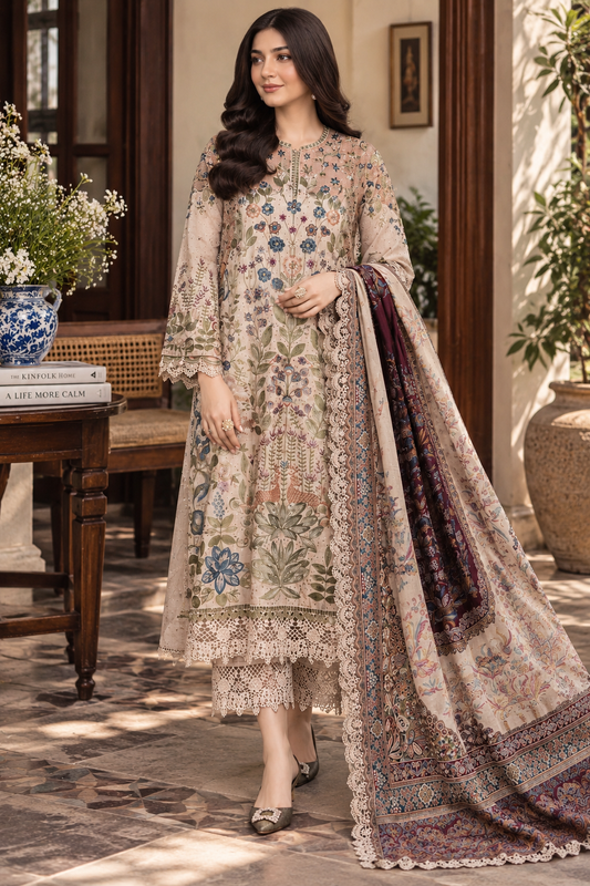 3 Piece Unstitched Embroidered Suit