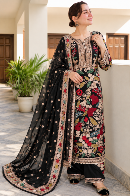 3 Piece Unstitched Embroidered Suit