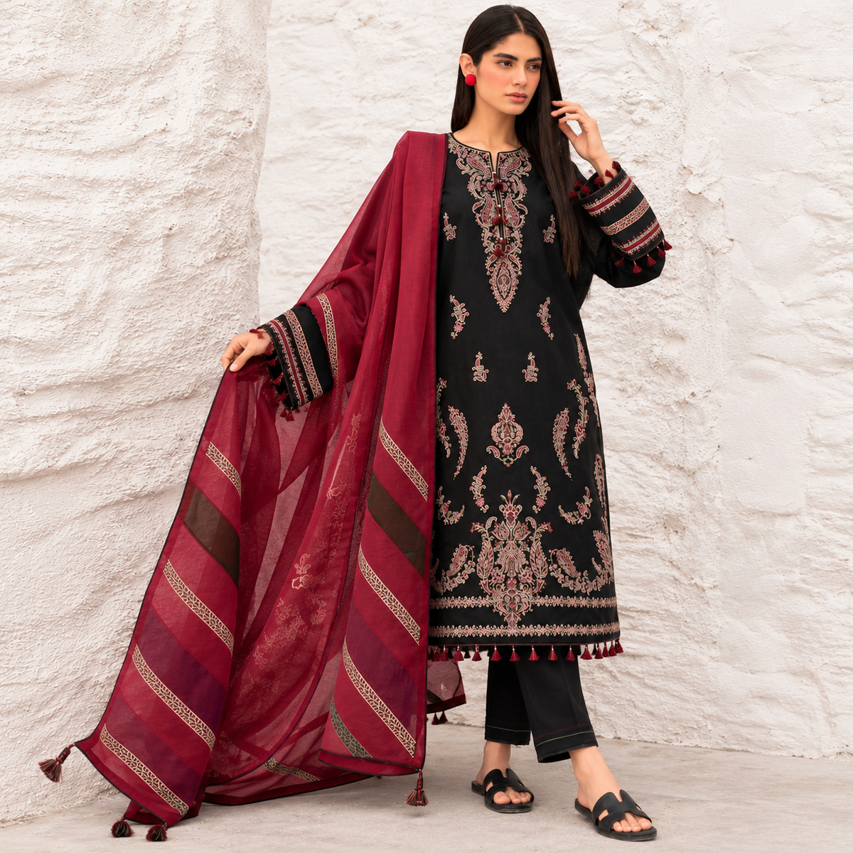 3 Piece Unstitched Embroidered Suit