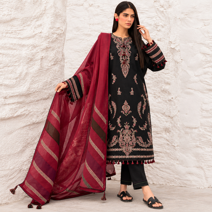 3 Piece Unstitched Embroidered Suit