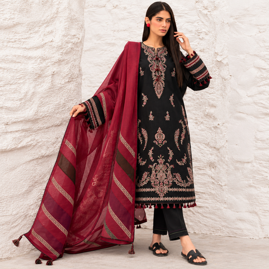3 Piece Unstitched Embroidered Suit