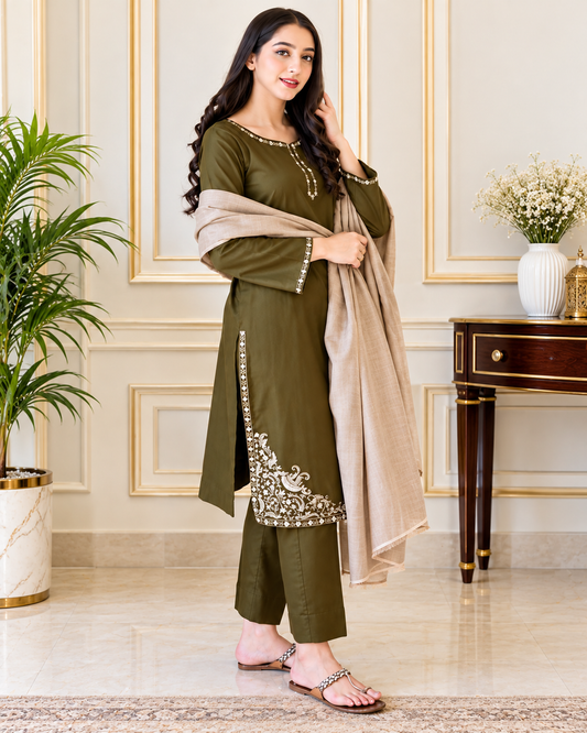 3 Piece Unstitched Embroidered Suit
