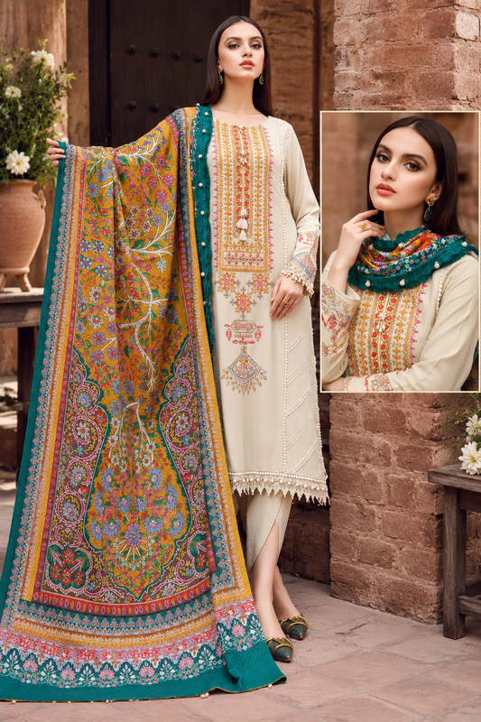 3 Piece Unstitched Embroidered Suit