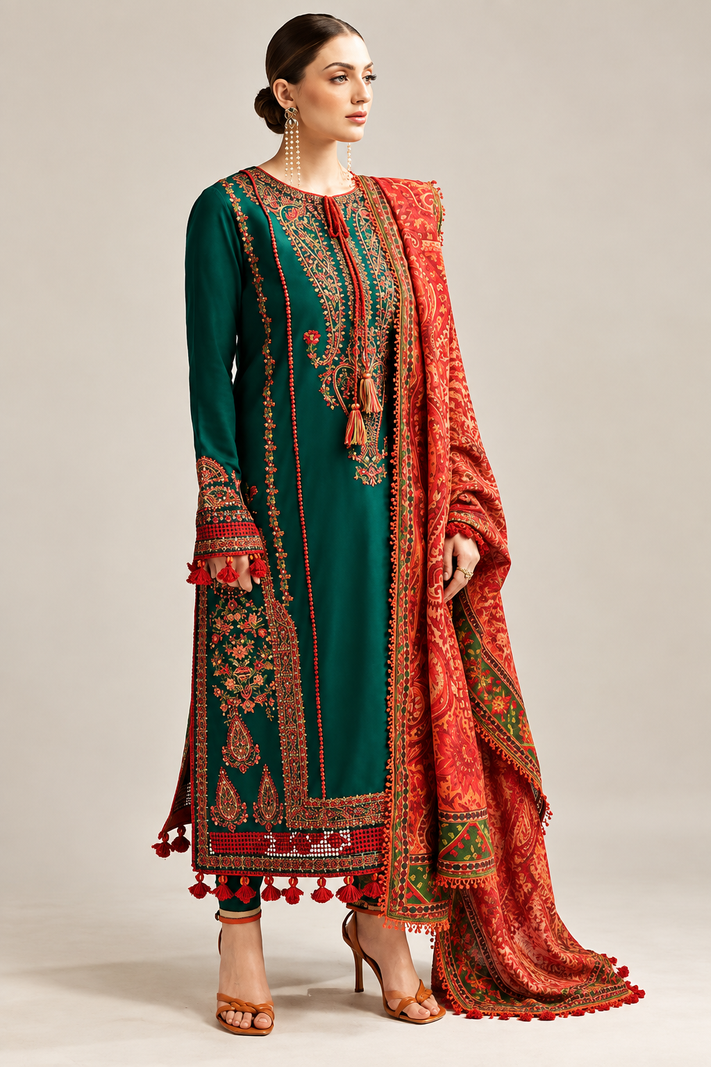 3 Piece Unstitched Embroidered Suit