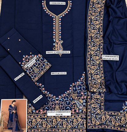 3 Piece Unstitched Embroidered Suit