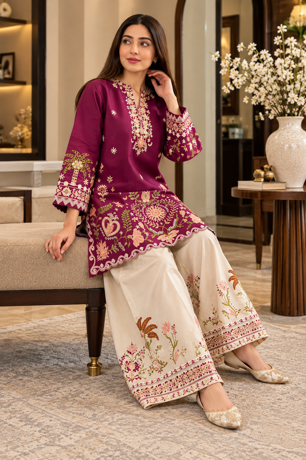 3 Piece Unstitched Embroidered Suit