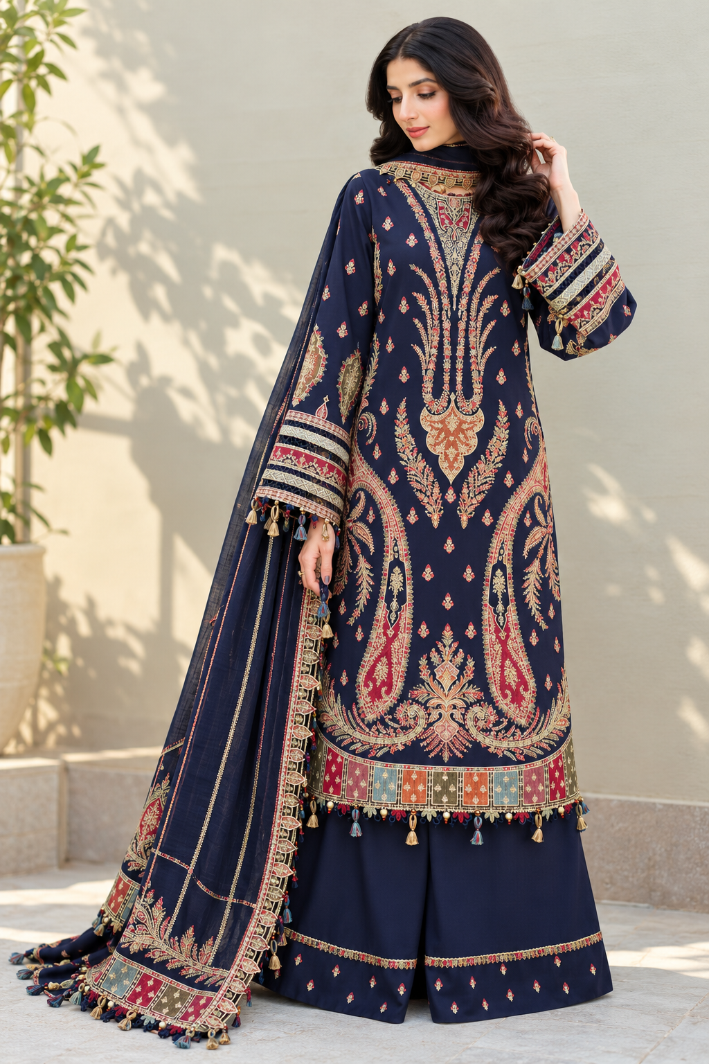 3 Piece Unstitched Embroidered Suit