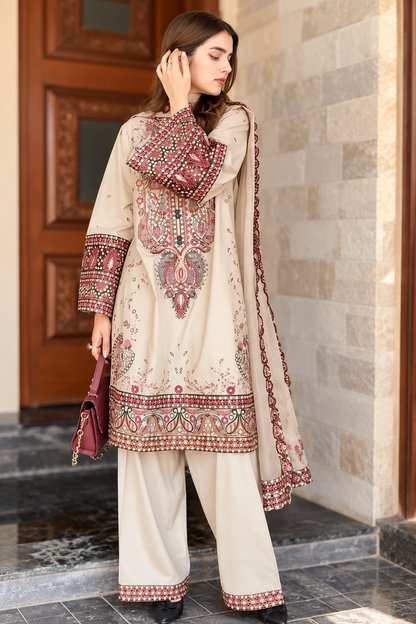3 Piece Unstitched Embroidered Suit