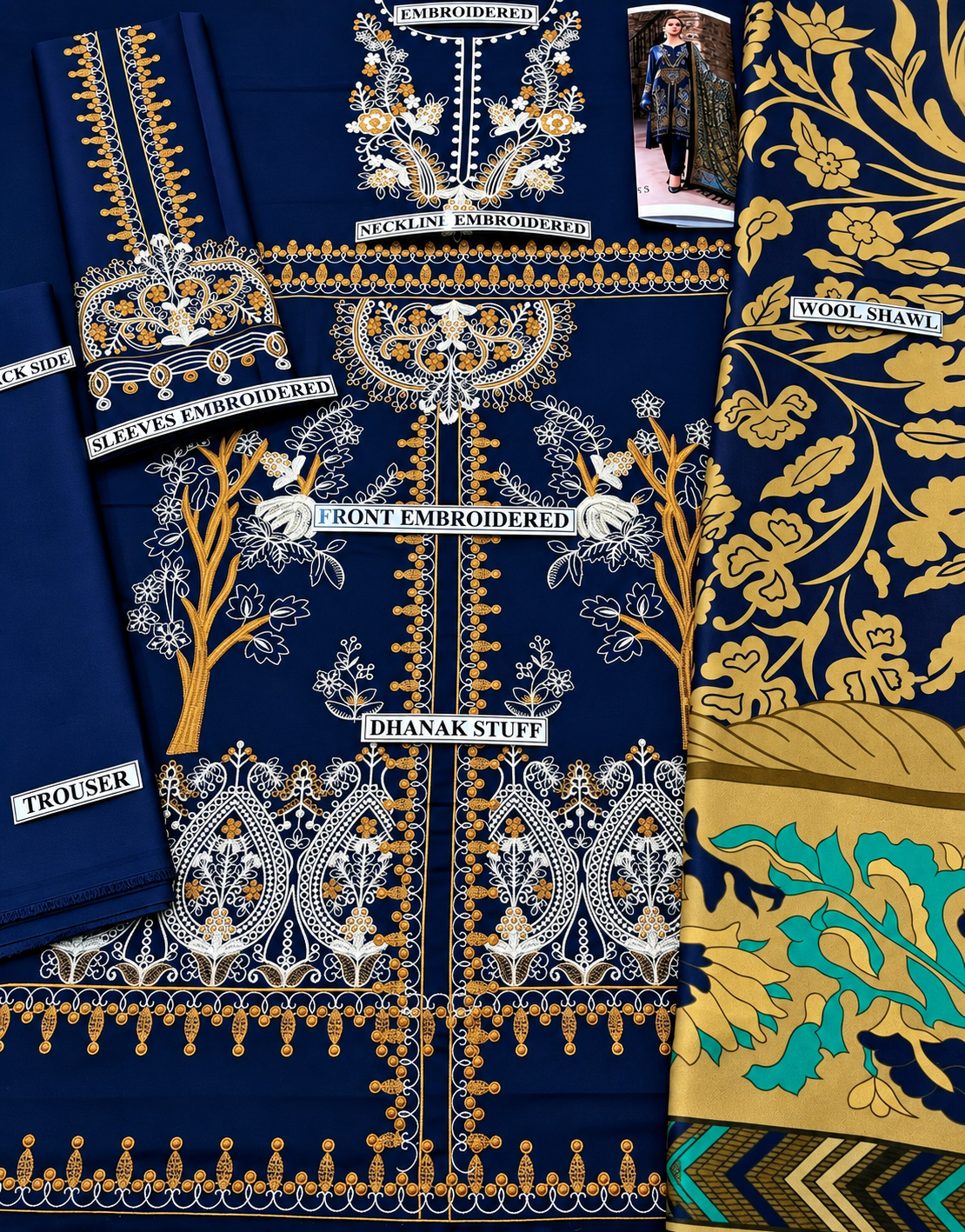 3 Piece Unstitched Embroidered Suit