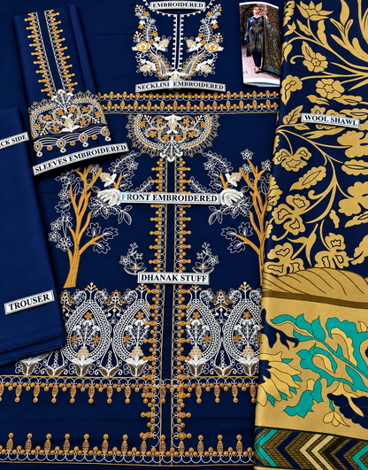 3 Piece Unstitched Embroidered Suit