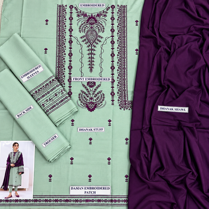 3 Piece Unstitched Embroidered Suit