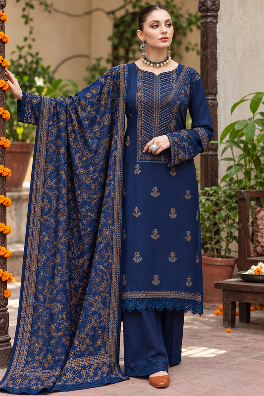 3 Piece Unstitched Embroidered Suit