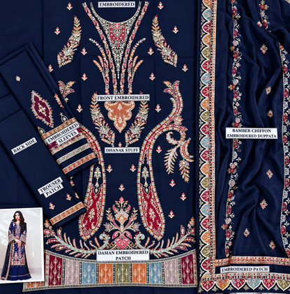 3 Piece Unstitched Embroidered Suit
